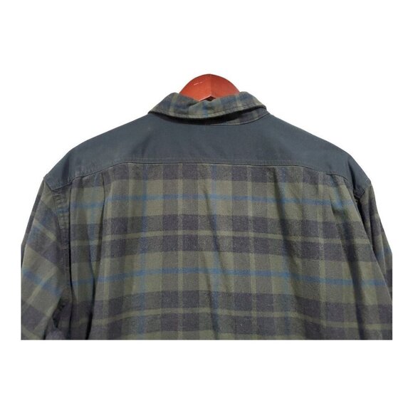 Eddie Bauer Shirt Mens Long Sleeve Heavy Button Front Green Plaid Flannel Sz L - Picture 8 of 11